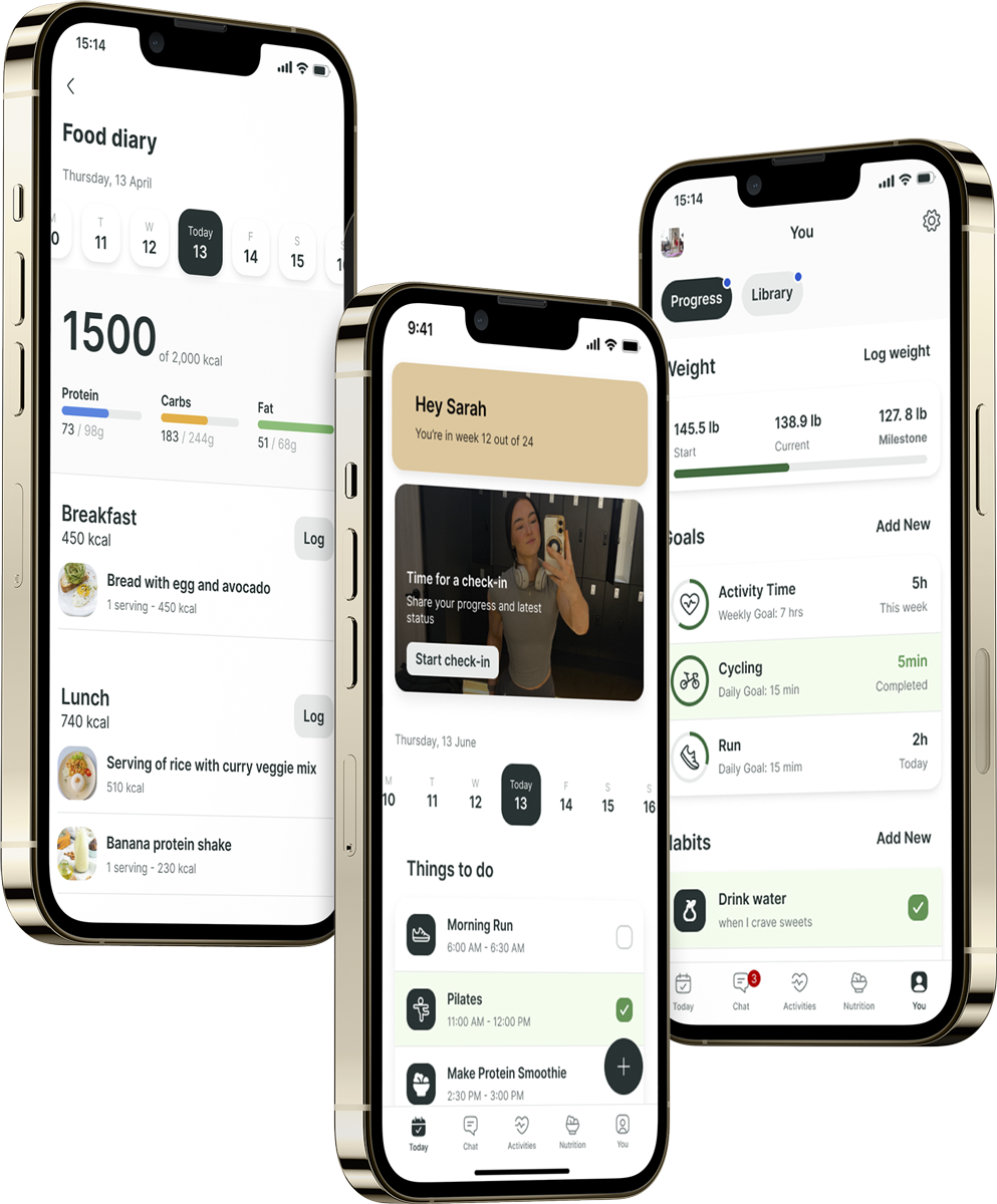 A mockup of the coaching app showcasing the features.